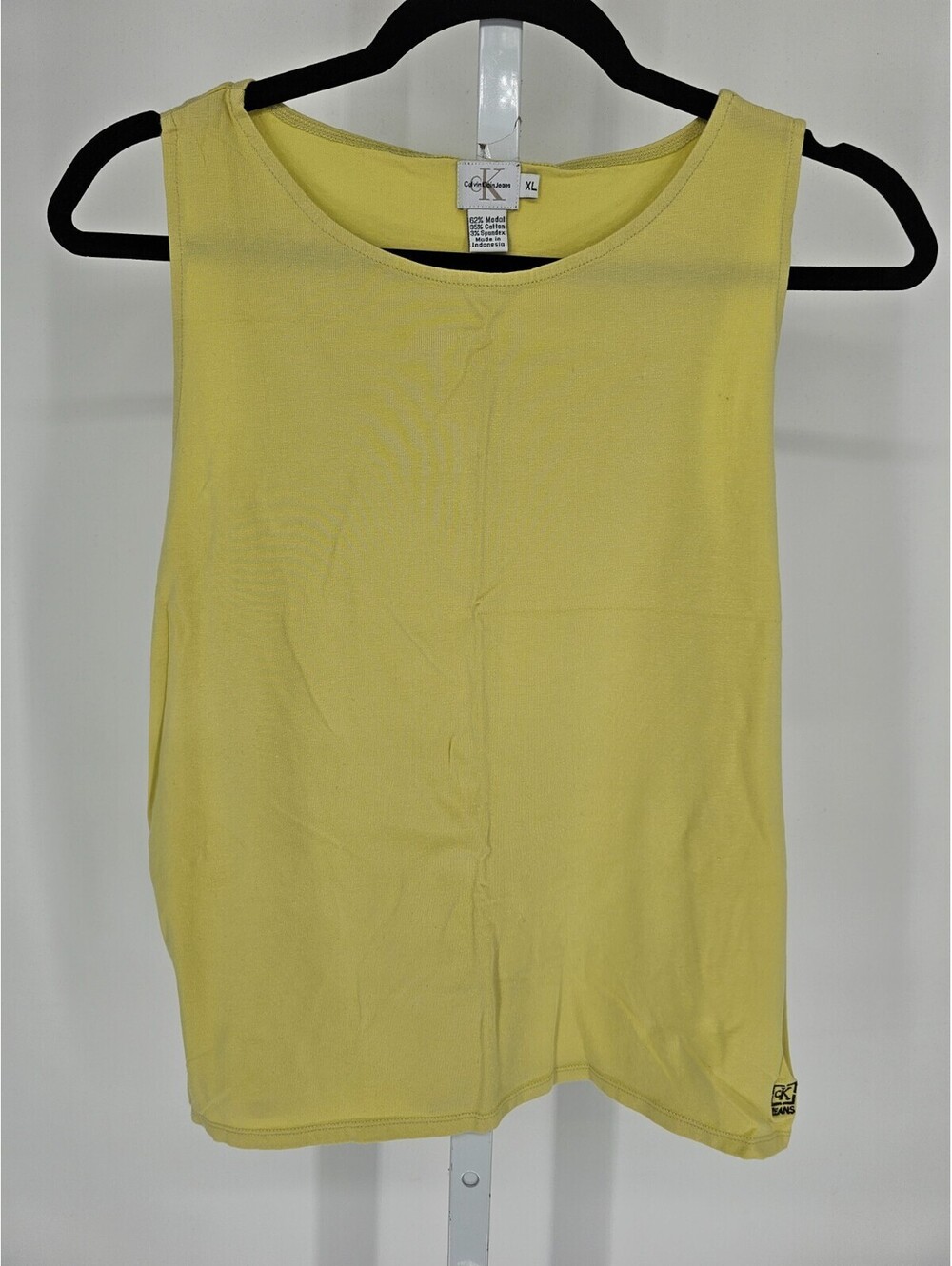 Calvin Klein Womens Sz XL Tank Top Yellow Green Cotton Modal Blend